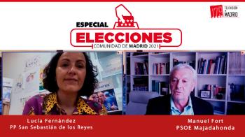 Manuel Fort (PSOE) y Lucía Fernández (PP) comparten en Televisión de Madrid defiende la candidatura de sus partidos en Televisión de Madrid