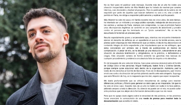 La crisis interna de Más Madrid salpica a Parla 