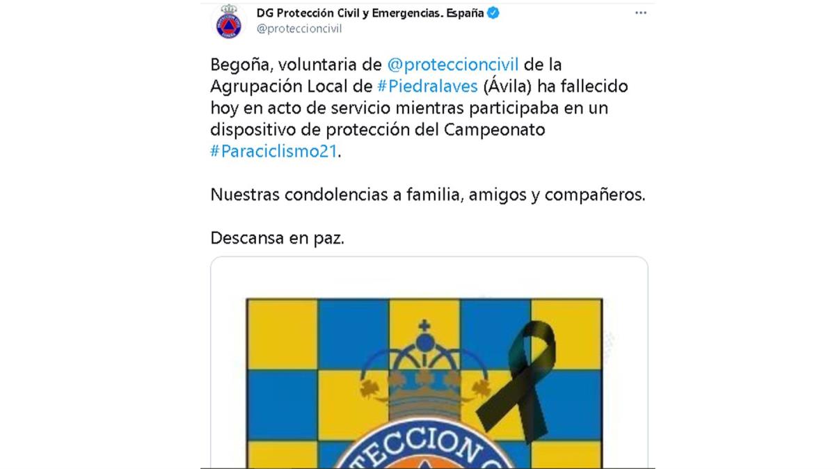 Fallece una voluntaria en el Campeonato de Paraciclismo