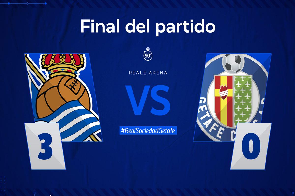 El equipo azulón volvió con un contundente 3 a 0 de su visita al Reale Arena