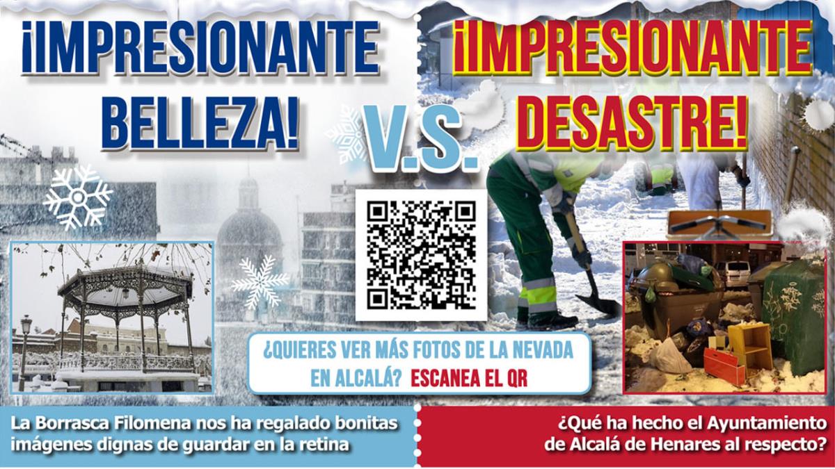 Las caras de Filomena en Alcalá de Henares