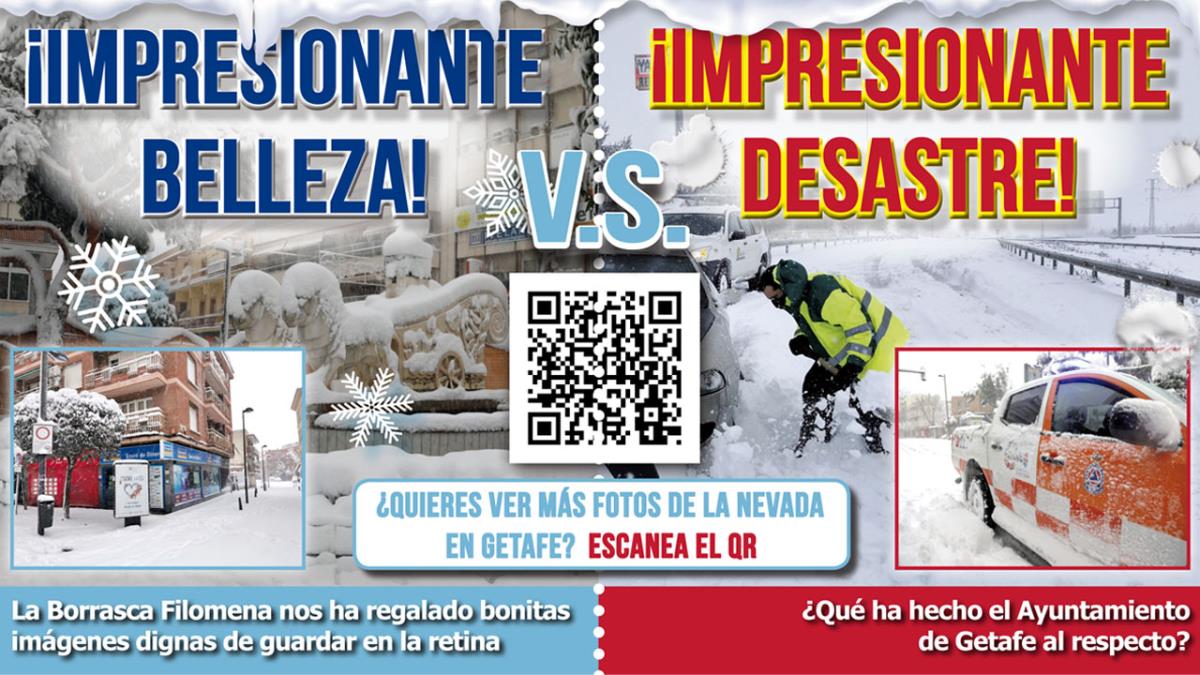 Las caras de Filomena en Getafe