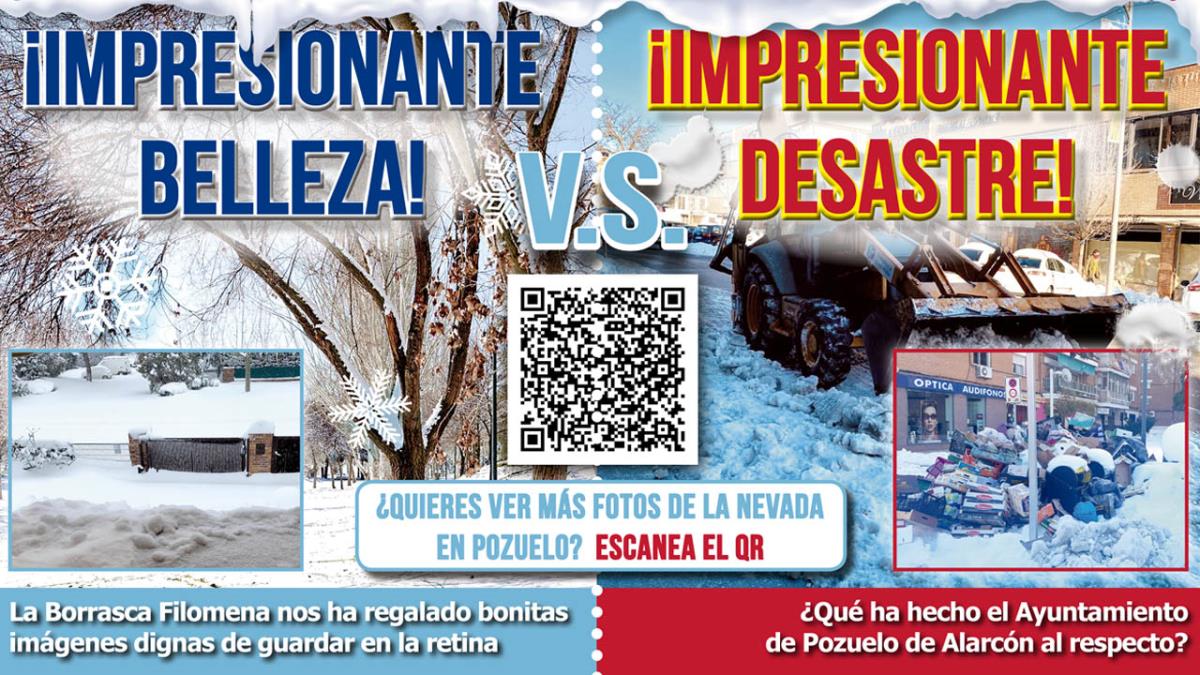 Las caras de Filomena en Pozuelo de Alarcón