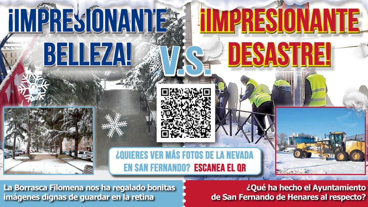 Las caras de Filomena en San Fernando de Henares