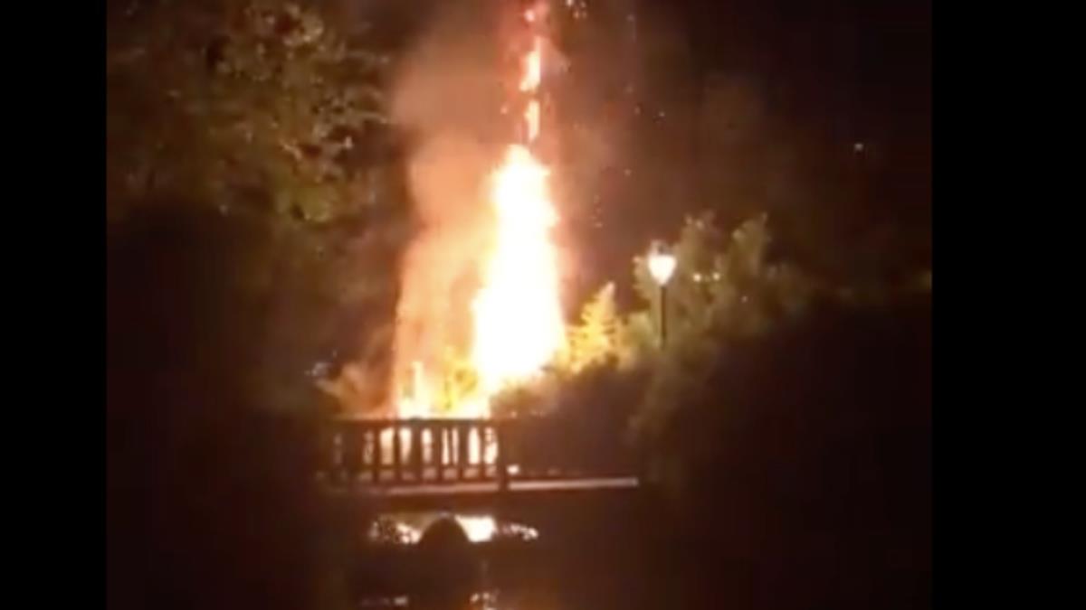 Al parecer el incendio lo han producido unos seguidores de la selección de Perú al celebrar la victoria del equipo 