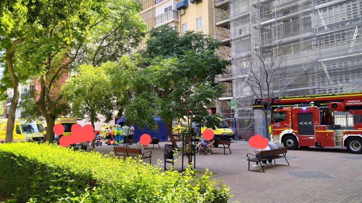 Este martes se han producido un aparatoso incendio en un inmueble del paseo de Lisboa, 7 de Fuenlabrada