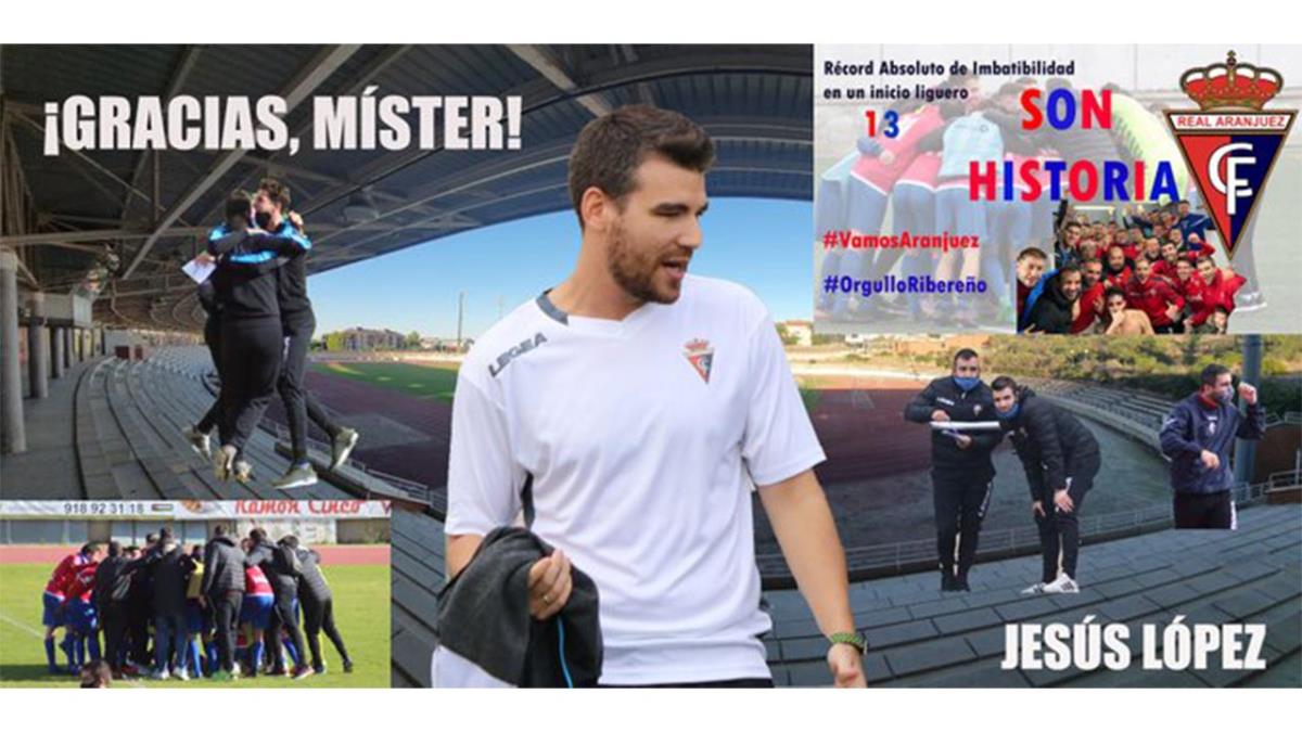 Poco más de dos temporadas ha durado el idilio entre e técnico y el Real Aranjuez CF
