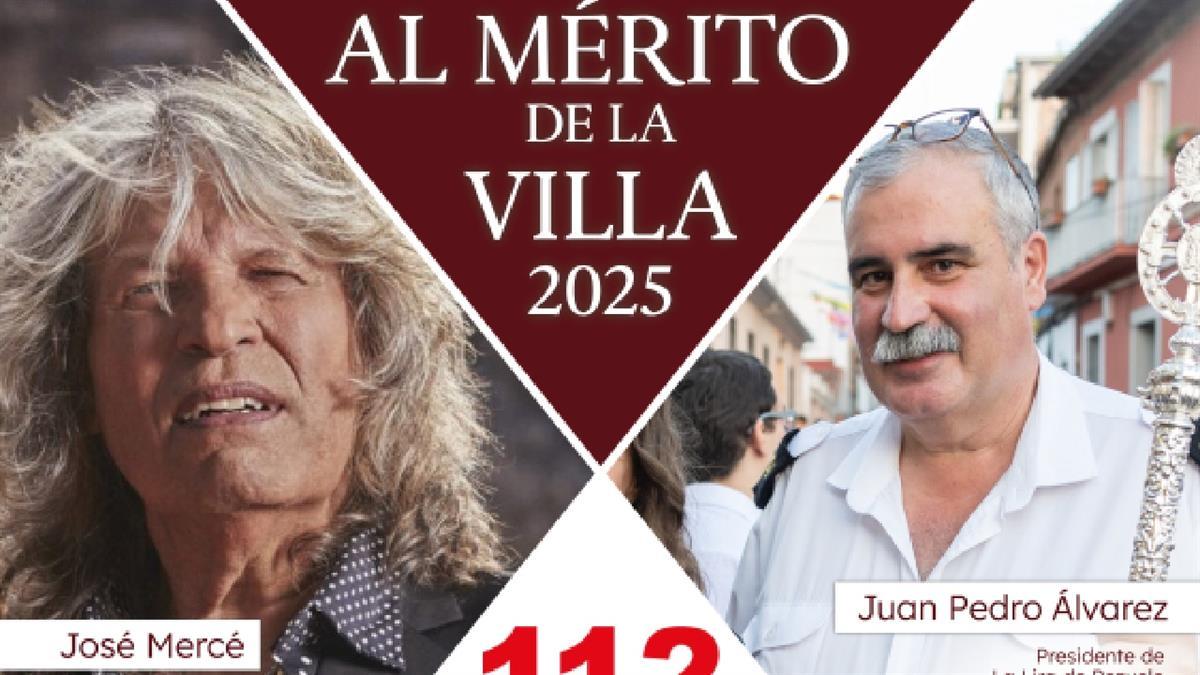 José Mercé y vecino de la localidad, Juan Pedro Álvarez José recibirán la medalla al Mérito de la Villa 