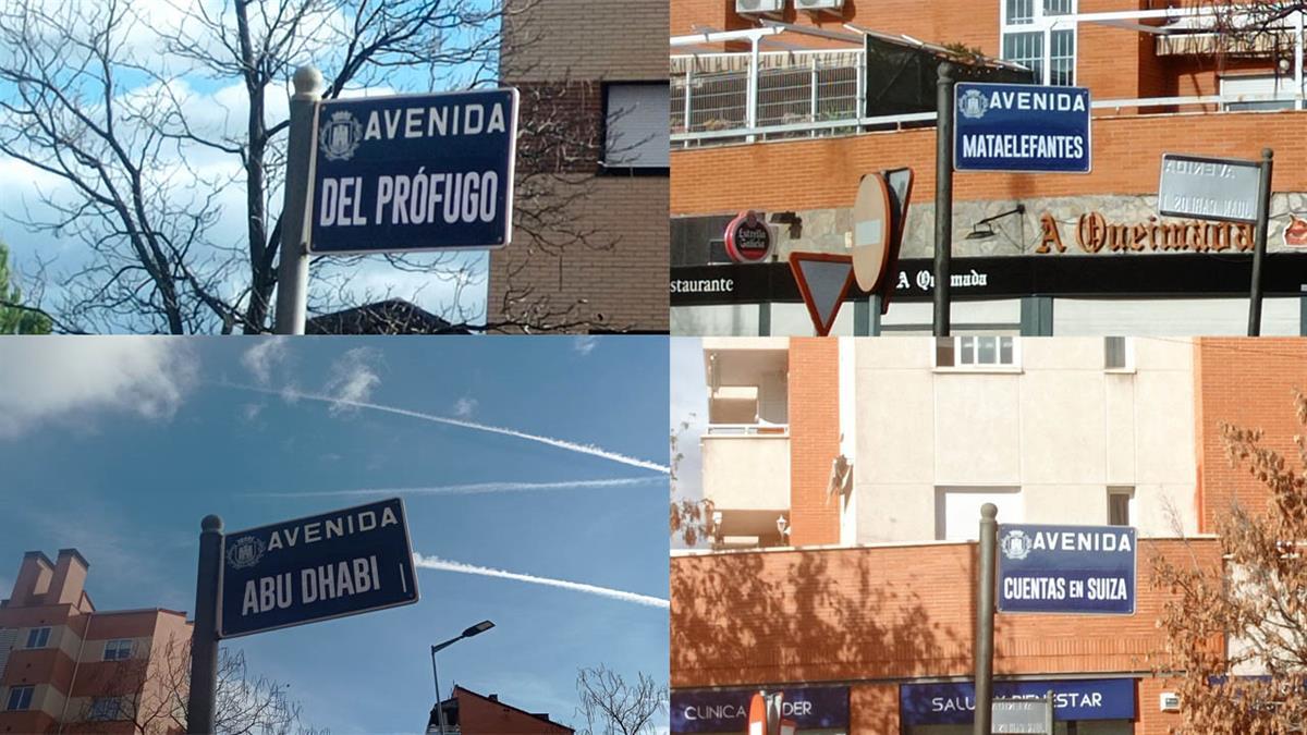 Varios carteles de la arteria alcalaína han amanecido vandalizados como crítica al rey emérito 
