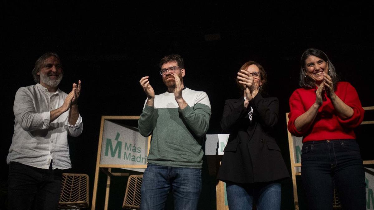 Mónica García, Manuela Bergerot, Jorge Moruno y Carlos Poblete participaron en el acto 'Derecho a la Vivienda'