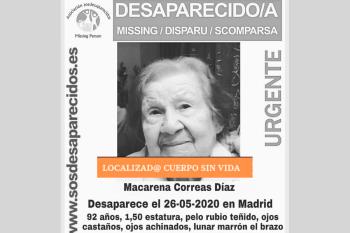 Macaría Correas Díaz desapareció el 26 de mayo de 2020 en la zona de Moratalaz