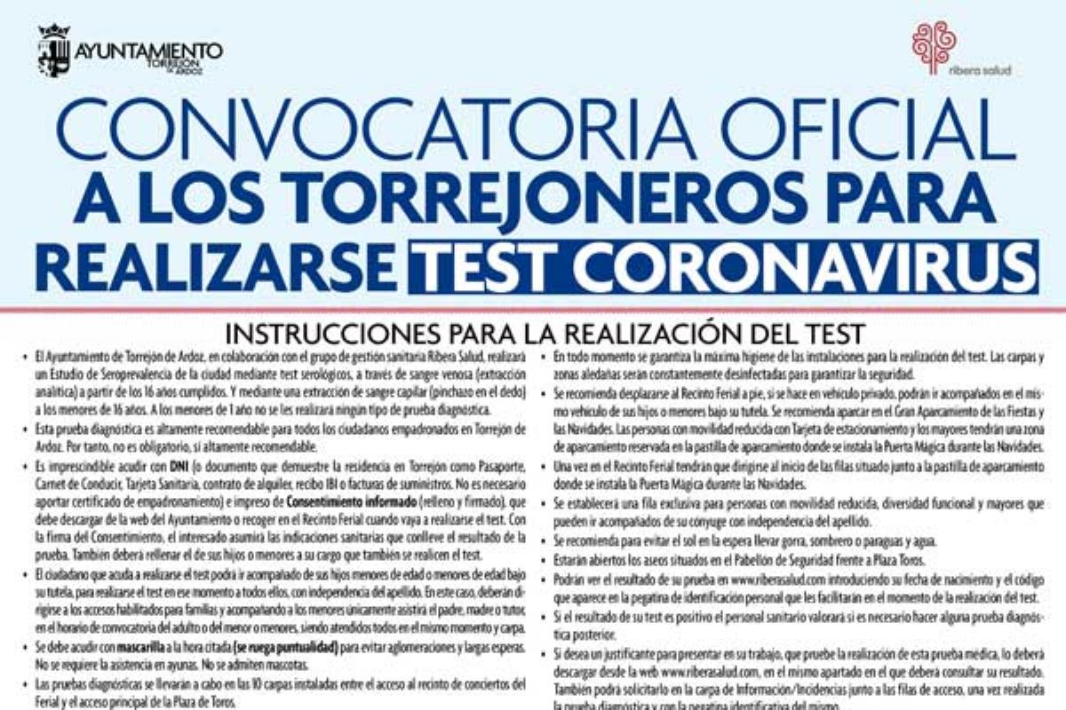 El ayuntamiento y Ribera Salud realizarán las pruebas serológicas hasta el miércoles 3 de junio