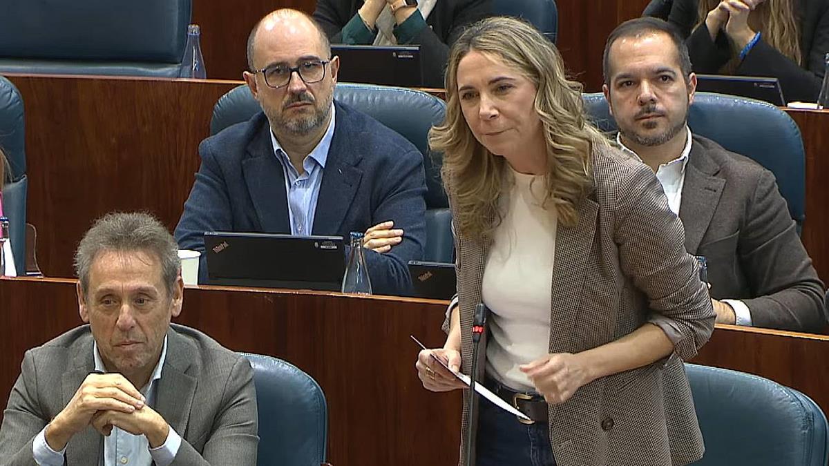La portavoz del PSOE acusa a la presidenta de mandar a "dos sicarios a proteger al alcalde de Móstoles"