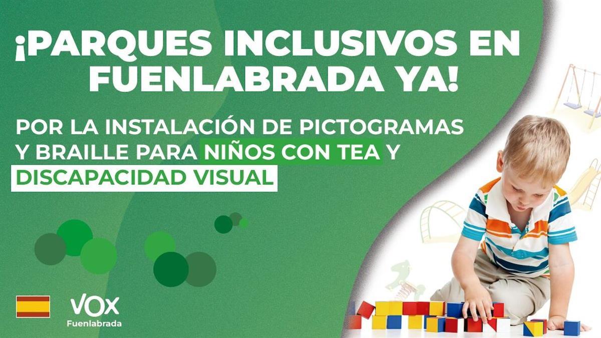 La propuesta se centra en la elaboración de un Plan de Parques Infantiles para instalar pictogramas y recuadros en braille