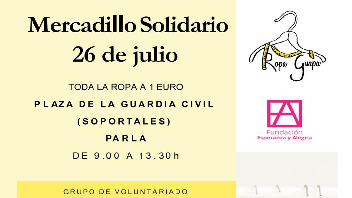 Hoy, 26 de julio, se está celebrando en Parla un mercadillo solidario cuyos beneficios estarán destinados a una gran causa