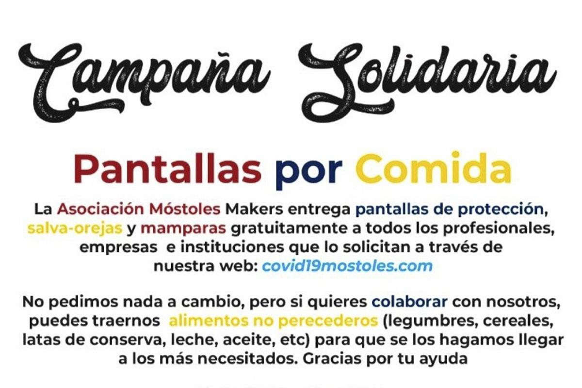 'Pantallas por comida' es la campaña solidaria que ha lanzado esta Asociación,"no pedimos nada a cambio" solo si puedes, llevar alimentos no perecederos