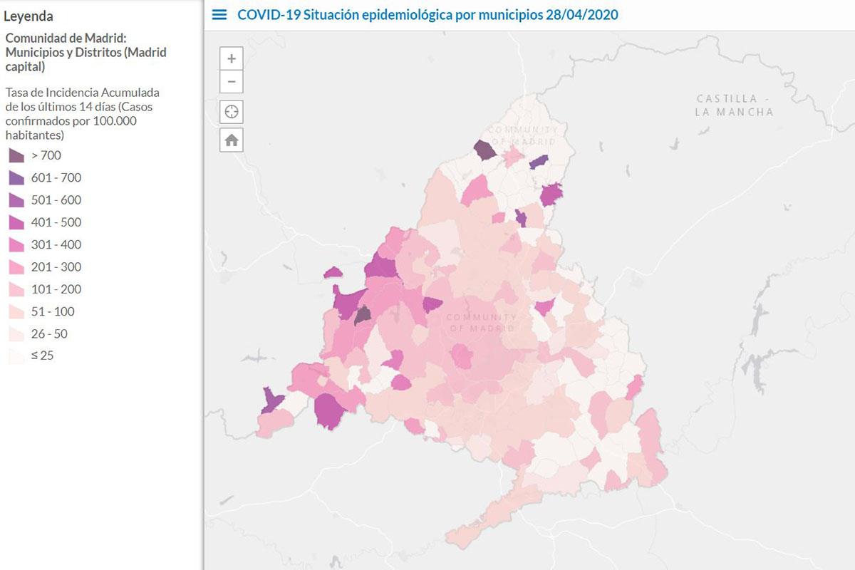 La Comunidad de Madrid vuelca, en un mapa interactivo, los últimos datos que deja la pandemia