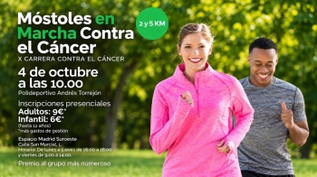 La X Móstoles en Marcha Contra el Cáncer se celebrará el domingo 4 de octubre, con dos circuitos urbanos de 5 km y 2 km.