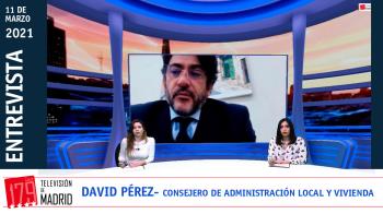 El consejero de Administración Local y Vivienda, David Pérez, habla para Televisión de Madrid tras la convocatoria de elecciones
