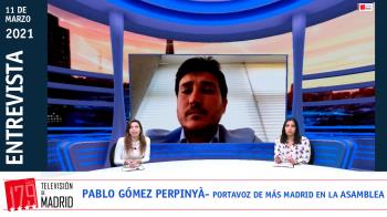 El actual portavoz de Más Madrid, Pablo Gómez Perpinyà, valora el adelanto electoral en Televisión de Madrid
