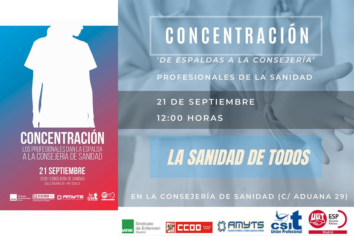 El 21 de septiembre los sindicatos de la Mesa Sectorial de Sanidad reanudan las protestas