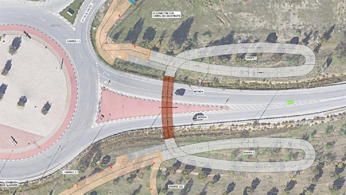 Una cuarta pasarela peatonal y ciclista sobre la M-513 conectará los nuevos desarrollos 