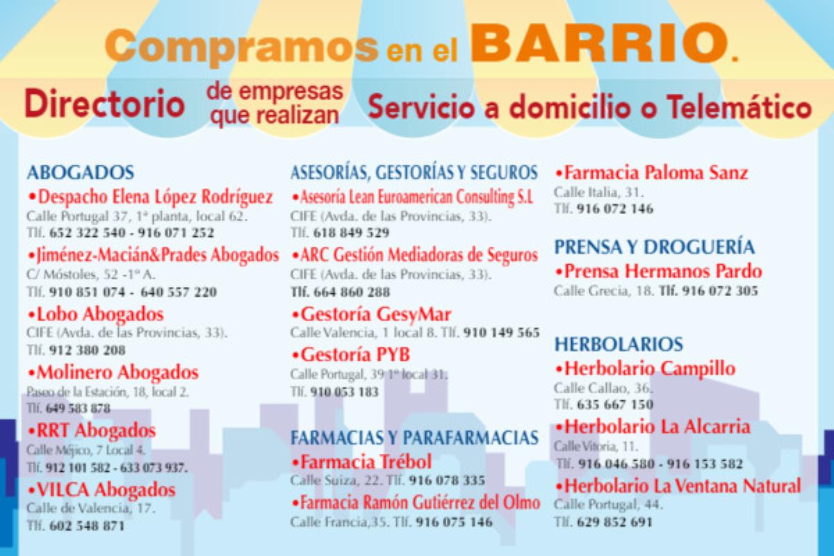 Un total de 44 comercios y 31 empresas con servicio a domicilio, telemático o telefónico forman parte de esta iniciativa
