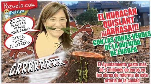 El huracán Quislant arrasa con las zonas verdes de la Avenida de Europa