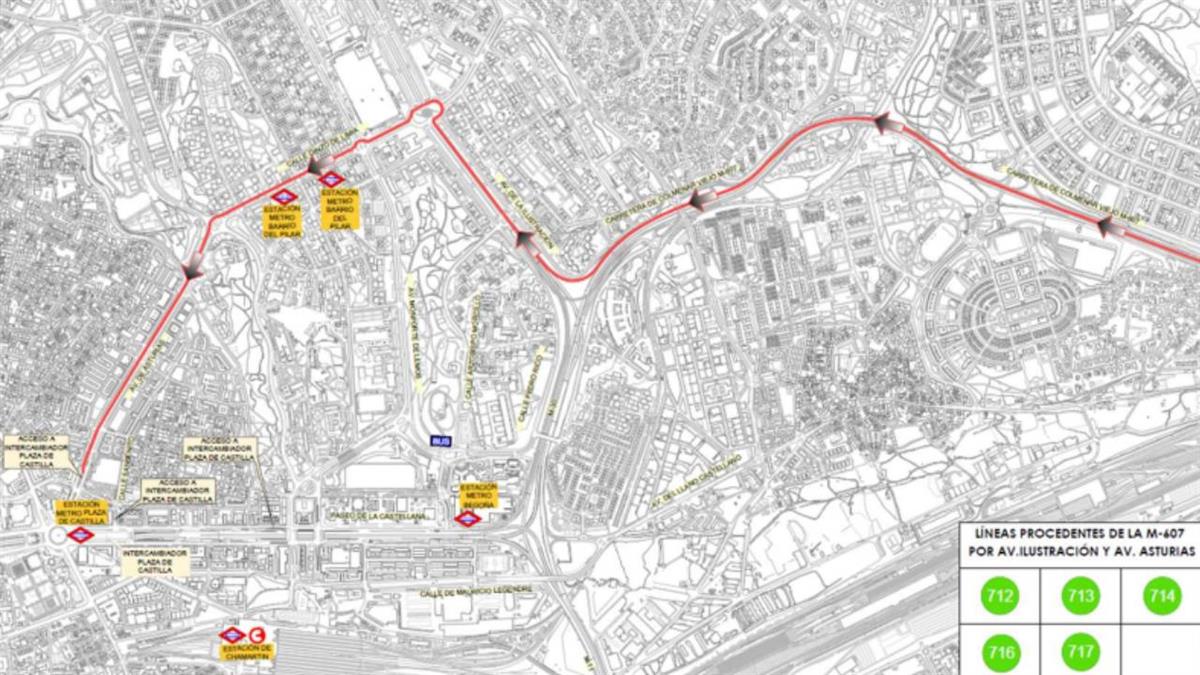 Las líneas dejarán de realizar paradas en el Hospital La Paz, tanto en sentido de ida como de vuelta