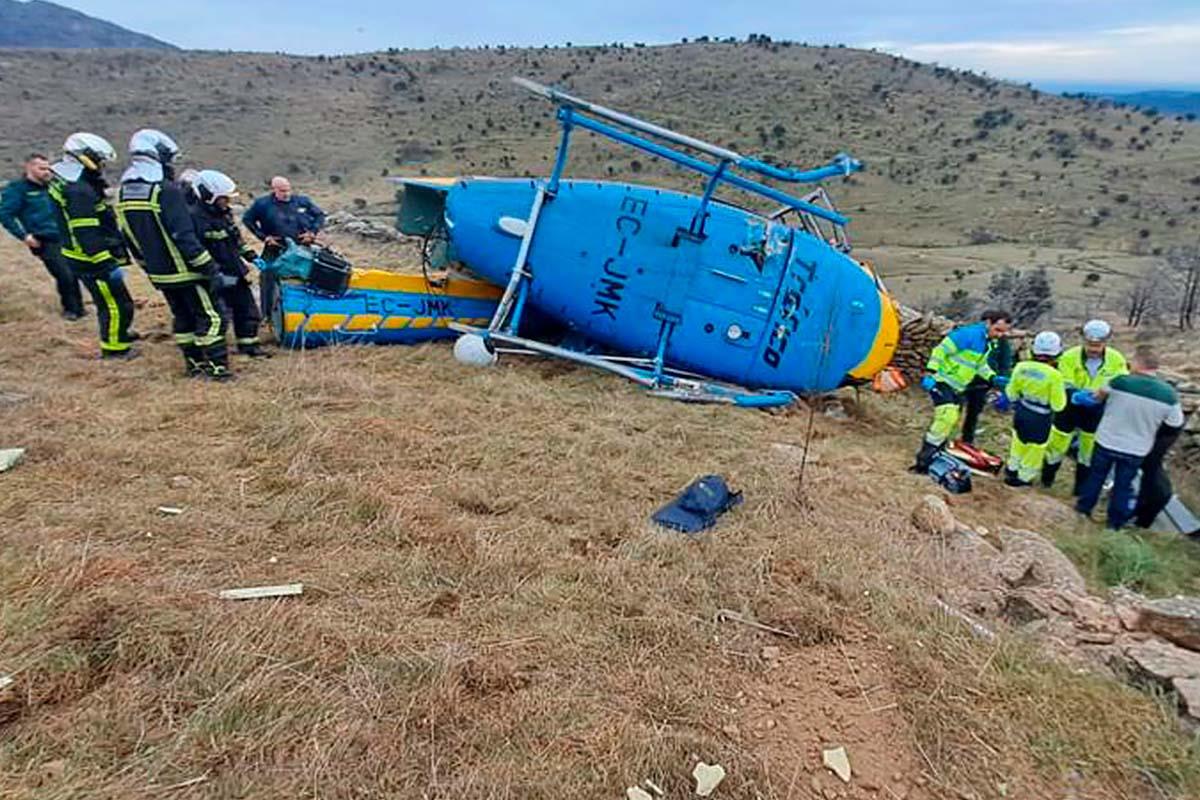 El helicóptero se estrelló aparatosamente a la altura de Robledo de Chavela