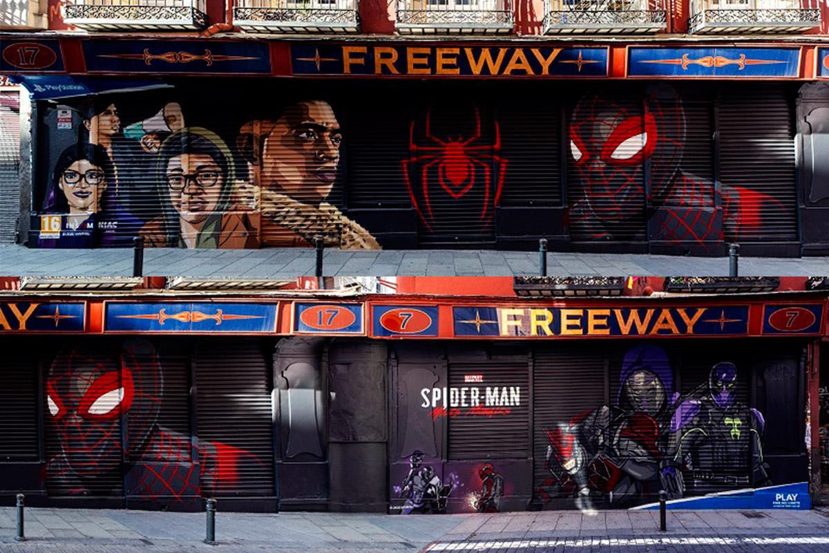 Se trata de una pieza de arte callejero de estilo grafiti ubicado en Malasaña, que representa a Miles Morales