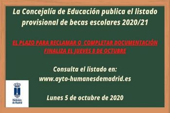 La Concejalía de Educación publica el listado provisional y deja de plazo hasta el 8 de octubre para reclamar