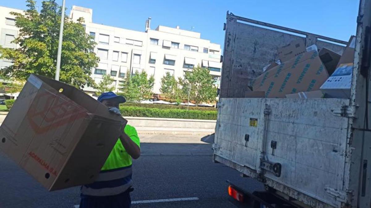 El servicio de recogida de cartón para establecimientos comerciales se realiza todas las tardes en una franja horaria que va desde las 20 horas hasta las 22 horas
