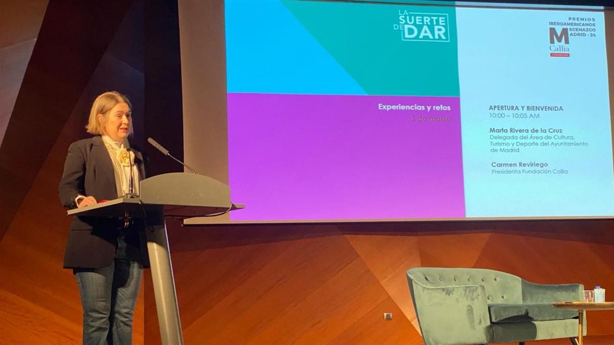 La delegada de Cultura, Turismo y Deporte ha participado en la apertura de la IX edición de los Premios Iberoamericanos de Mecenazgo de la Fundación Callia
