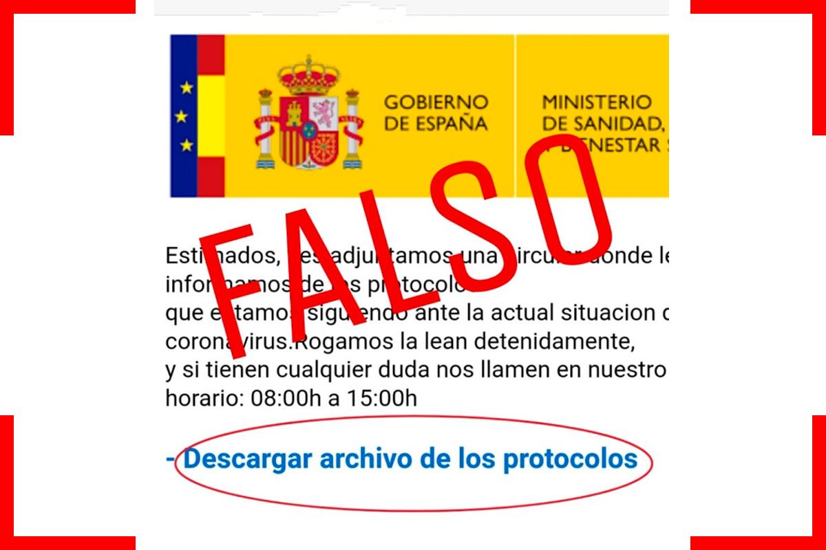 Estos correos intentan suplantar la identidad del Ministerio de Sanidad
