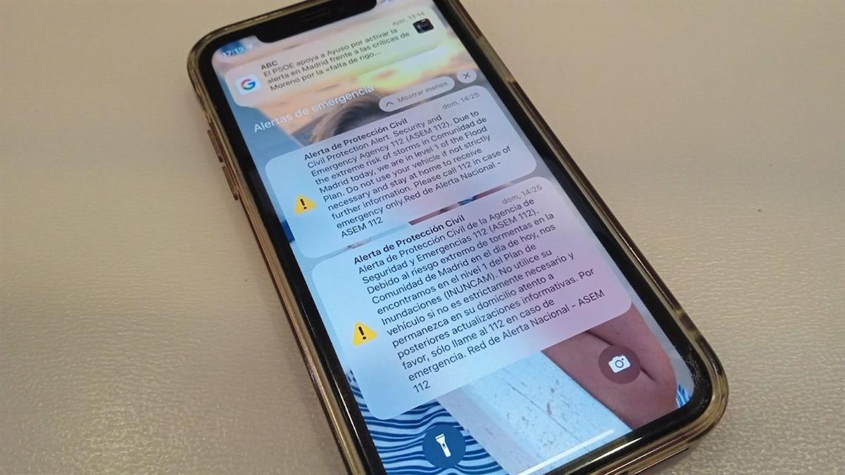Madrid estrenó el sistema de avisos de Protección Civil con la llegada de la DANA 