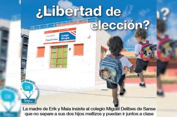 El colegio público Miguel Delibes ha separado en diferentes clases a los dos hijos mellizos de Maite y su criterio prima sobre el interés de los padres