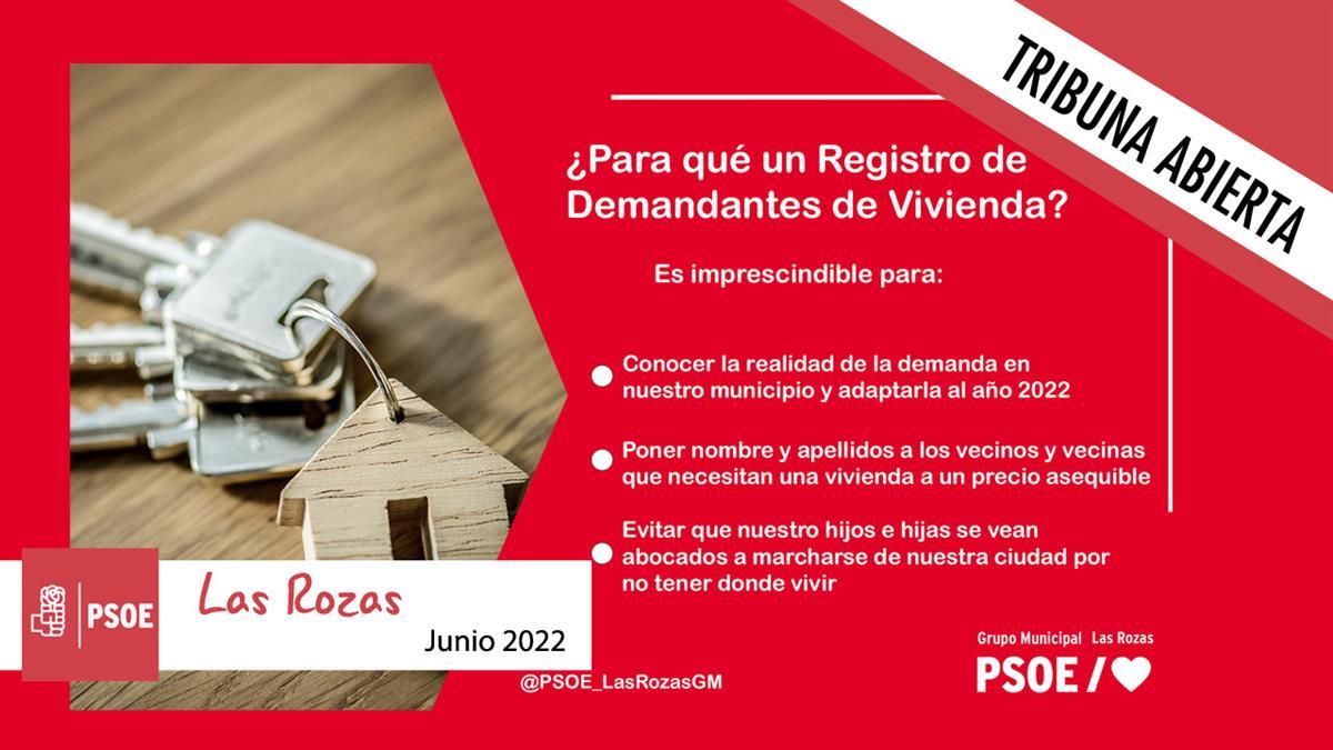 El PSOE de Las Rozas reclama en el pleno de mayo un Registro de Demandantes de Vivienda