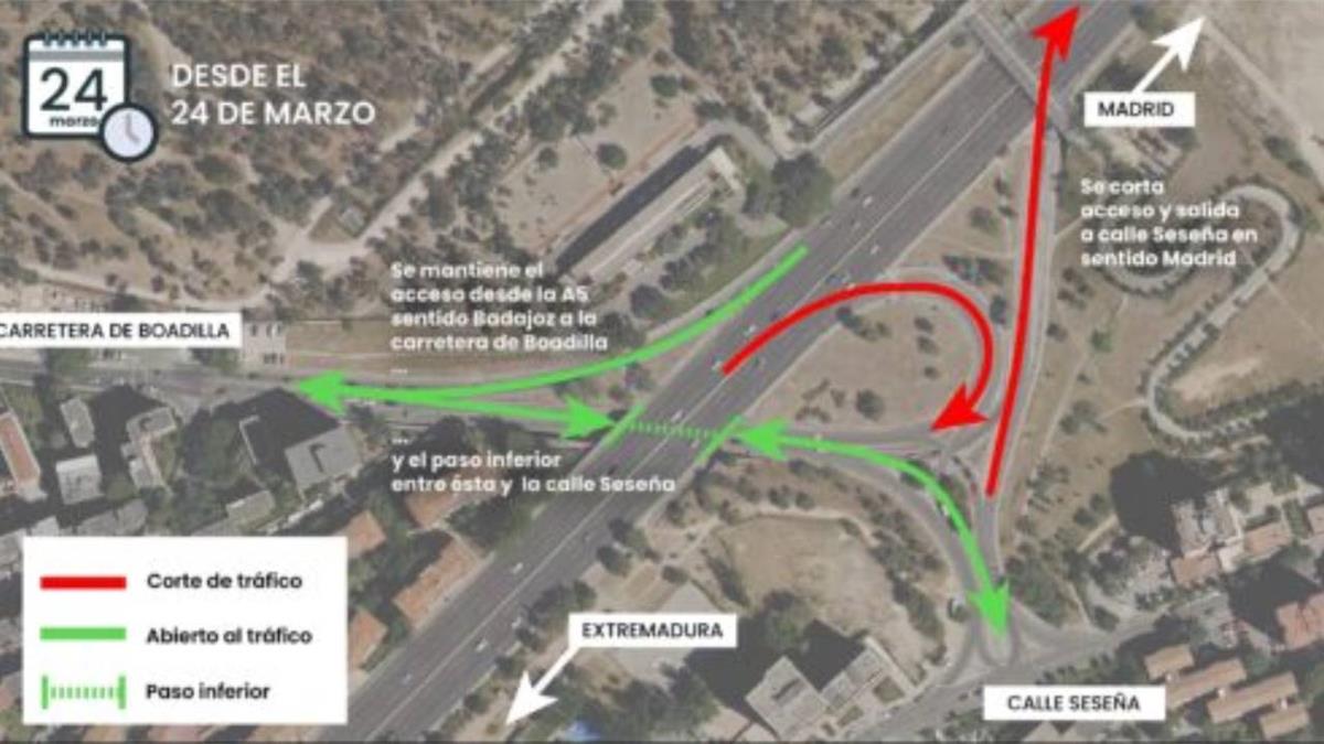 La carretera se prepara para demoler el paso inferior que enlaza con la carretera de Boadilla