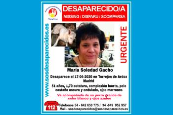 María Soledad iba acompañada de su perro y lleva desaparecida desde el 17 de abril de 2020
