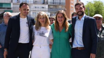 La vicepresidenta segunda del Gobierno ha acudido a Alcorcón como muestra de apoyo a los candidatos morados