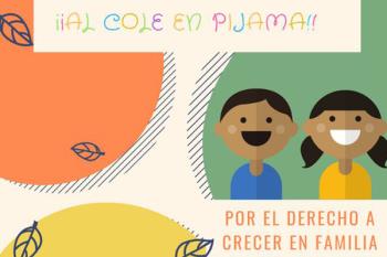 Varios peques majariegos visten pijamas para hacer visibles las familias de acogida